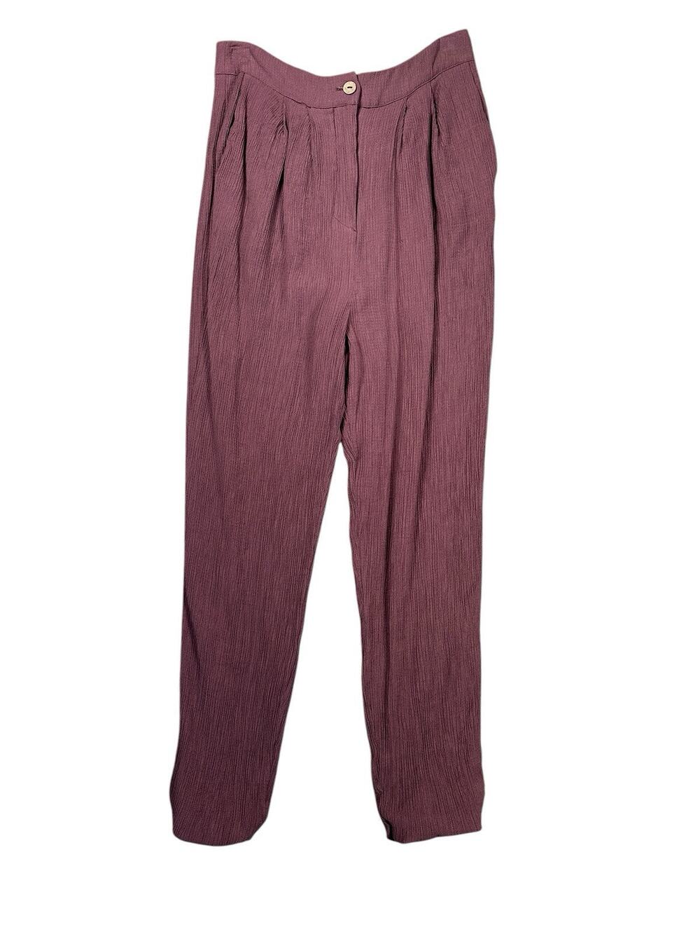 Majorelle Revolve Fayette Pant M Mocha Brown Mauve Pleated Ankle Trousers